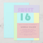Modern Pastel | Uitnodiging voor zestien dagen (Voorkant / Achterkant)