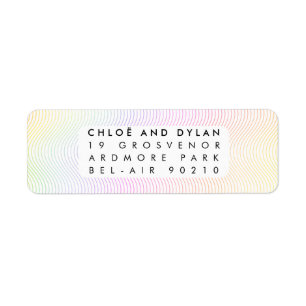Modern Pastel Wavy Guilloché Retouradres Etiket