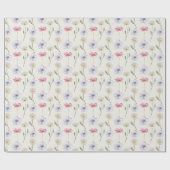 Modern Pastel Wildflower Waterverf Patroon Cadeaupapier (Vlak)