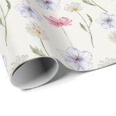 Modern Pastel Wildflower Waterverf Patroon Cadeaupapier (Rol Hoek)
