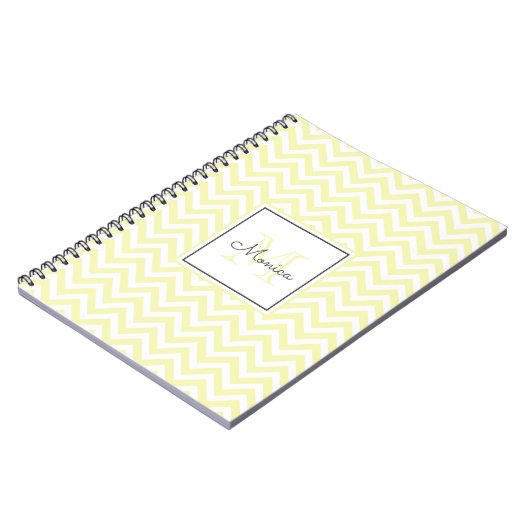 Modern Pastel Yellow Chevron Pattern Monogram Notitieboek (Linkerzijde)