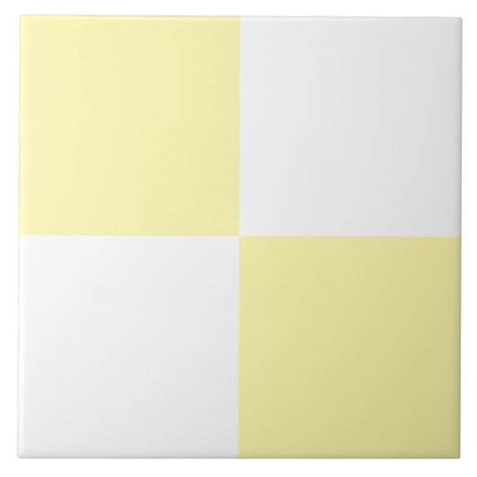 Modern Pastel Yellow White Checkered Ceramic Tile Tegeltje (Voorkant)