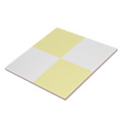 Modern Pastel Yellow White Checkered Ceramic Tile Tegeltje (Zijkant)