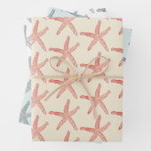 Modern  pastel zeesterpatroon inpakpapier vel (In situ)