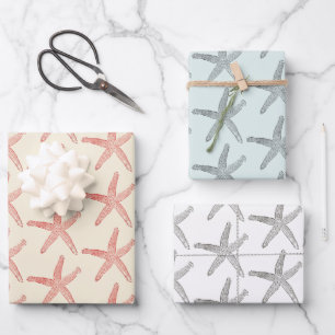 Modern  pastel zeesterpatroon inpakpapier vel