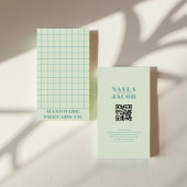 Modern pastelblauw geruit patroon QR-code Visitekaartje