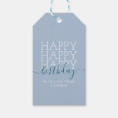 Modern pastelblauw Happy Birthday Cadeau Labels Cadeaulabel (Voorkant)