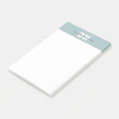 Modern pastelblauw & Initiaal script monogram Post-it® Notes (Schuin)