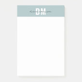Modern pastelblauw & Initiaal script monogram Post-it® Notes (Voorkant)