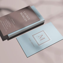 Modern pastelblauw monogram gepersonaliseerd