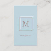 Modern pastelblauw monogram gepersonaliseerd visitekaartje (Voorkant)