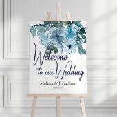 Modern Pastelblauwe Rozen Huwelijksbord Poster