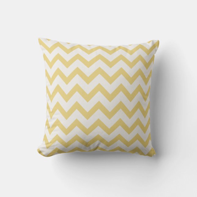 Modern pastelgeel en wit chevron patroon kussen (Voorkant)