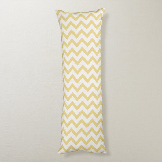 Modern pastelgeel en wit chevron patroon lichaamskussen (Achterkant (Verticaal))