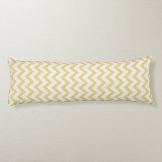 Modern pastelgeel en wit chevron patroon lichaamskussen (Achterkant)