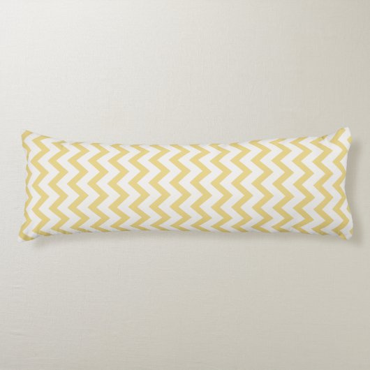 Modern pastelgeel en wit chevron patroon lichaamskussen (Voorkant)