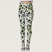 Modern pastelgroen zwart Koe huidvlekken patroon Leggings (Voorkant)