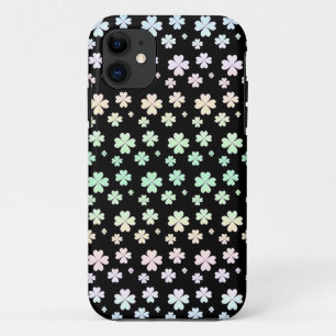 Modern Pastelkleurige Klaverpatroon op Zwart Case-Mate iPhone Case