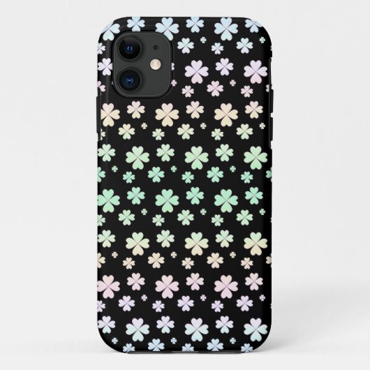 Modern pastelkleurshamrock-patroon op zwart Case-Mate iPhone case (Achterkant)