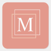Modern pastelkoraal monogram Sticker (Voorkant)