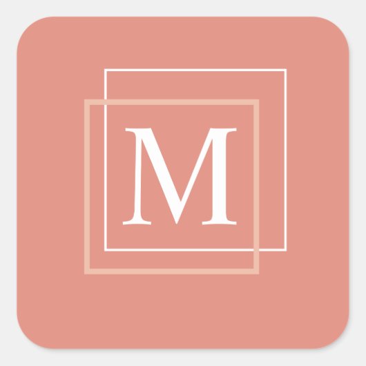 Modern pastelkoraal monogram Sticker (Voorkant)