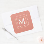 Modern pastelkoraal monogram Sticker (Envelop)