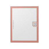 Modern pastelkoraalmonogram gepersonaliseerd Notit Notitieblok (Linkerzijde)