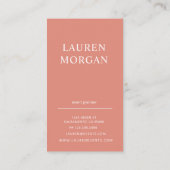 Modern pastelkoraalmonogram Visitekaartje (Achterkant)
