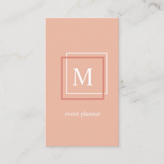 Modern pastelkoraalmonogram Visitekaartje (Voorkant)