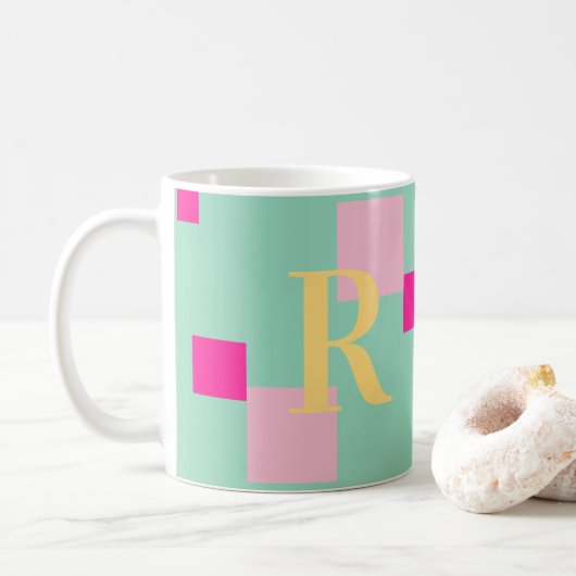 Modern pastelmonogram koffiemok (Met donut)