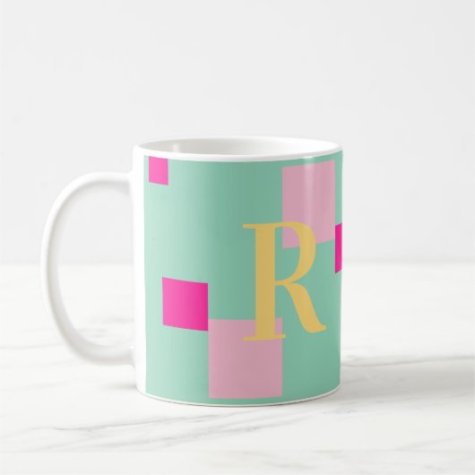 Modern pastelmonogram koffiemok (Links)