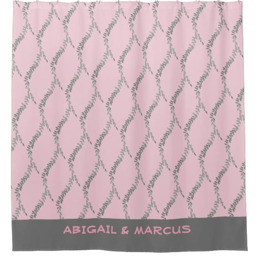 Modern pastelroze bad douchegordijn (Voorkant)