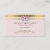 Modern, pastelroze, bloemen & goud accent visitekaartje (Achterkant)