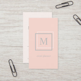 Modern pastelroze en grijs monogram visitekaartje