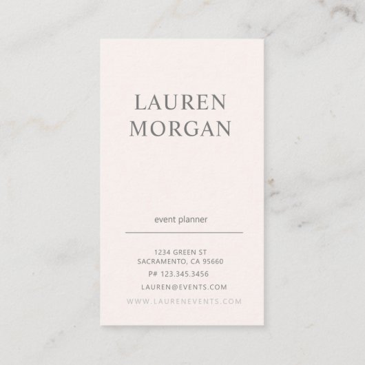 Modern pastelroze en grijs monogram visitekaartje (Achterkant)