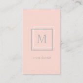 Modern pastelroze en grijs monogram visitekaartje (Voorkant)