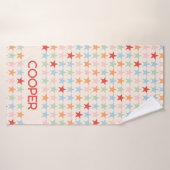 Modern pastelsterpatroon met naam badhanddoek (Badhanddoek)