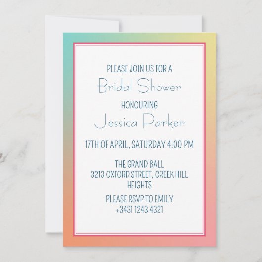 Modern pastelverloop Classic Vrijgezellenfeest Kaart (Voorkant)