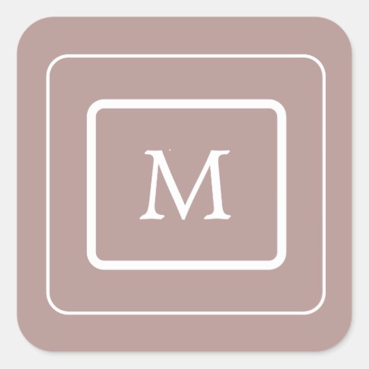 modern pastelzwart monogram vierkante sticker (Voorkant)