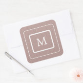 modern pastelzwart monogram vierkante sticker (Envelop)