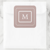 modern pastelzwart monogram vierkante sticker (Tas)