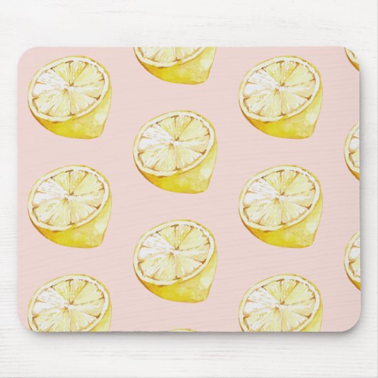 Modern pastroze en gele leemons muismat (Voorkant)