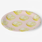 Modern pastroze en gele leemons papieren bordje (Gekanteld)