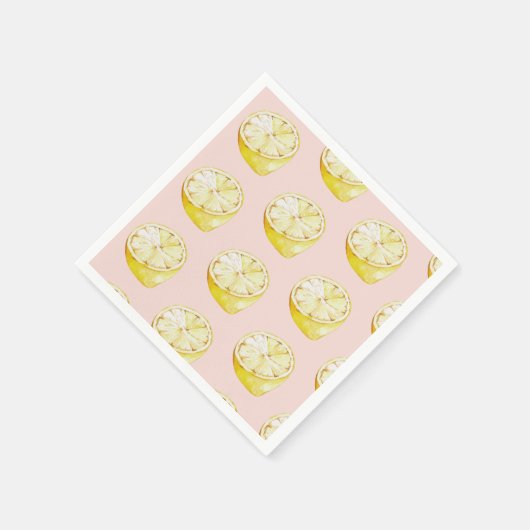 Modern pastroze en gele leemons servet (Hoek)