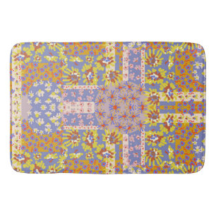 Modern Patchwork Daisy Flowers op Periwinkle Badmat