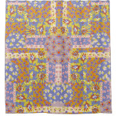 Modern Patchwork Daisy Flowers op Periwinkle Douchegordijn (Voorkant)