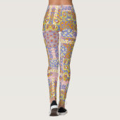 Modern Patchwork Daisy Flowers op Periwinkle Leggings (Achterkant)
