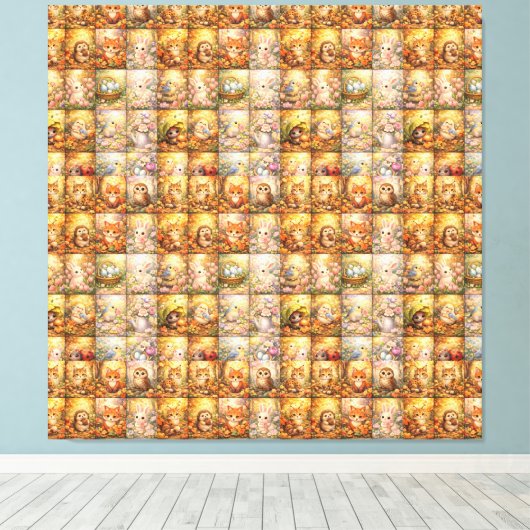 Modern Patchwork Pattern Collage Canvas Afdruk (Insitu (Houten vloer))