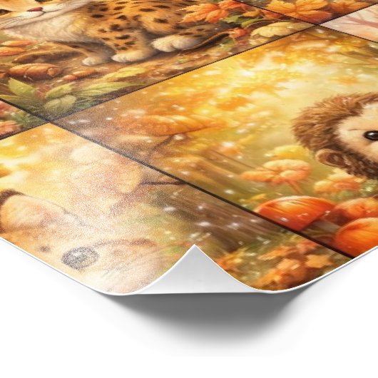 Modern Patchwork Pattern Collage Foto Afdruk (Hoek)