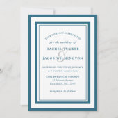 Modern Patina Blue & White Border Simple Wedding Kaart (Voorkant)